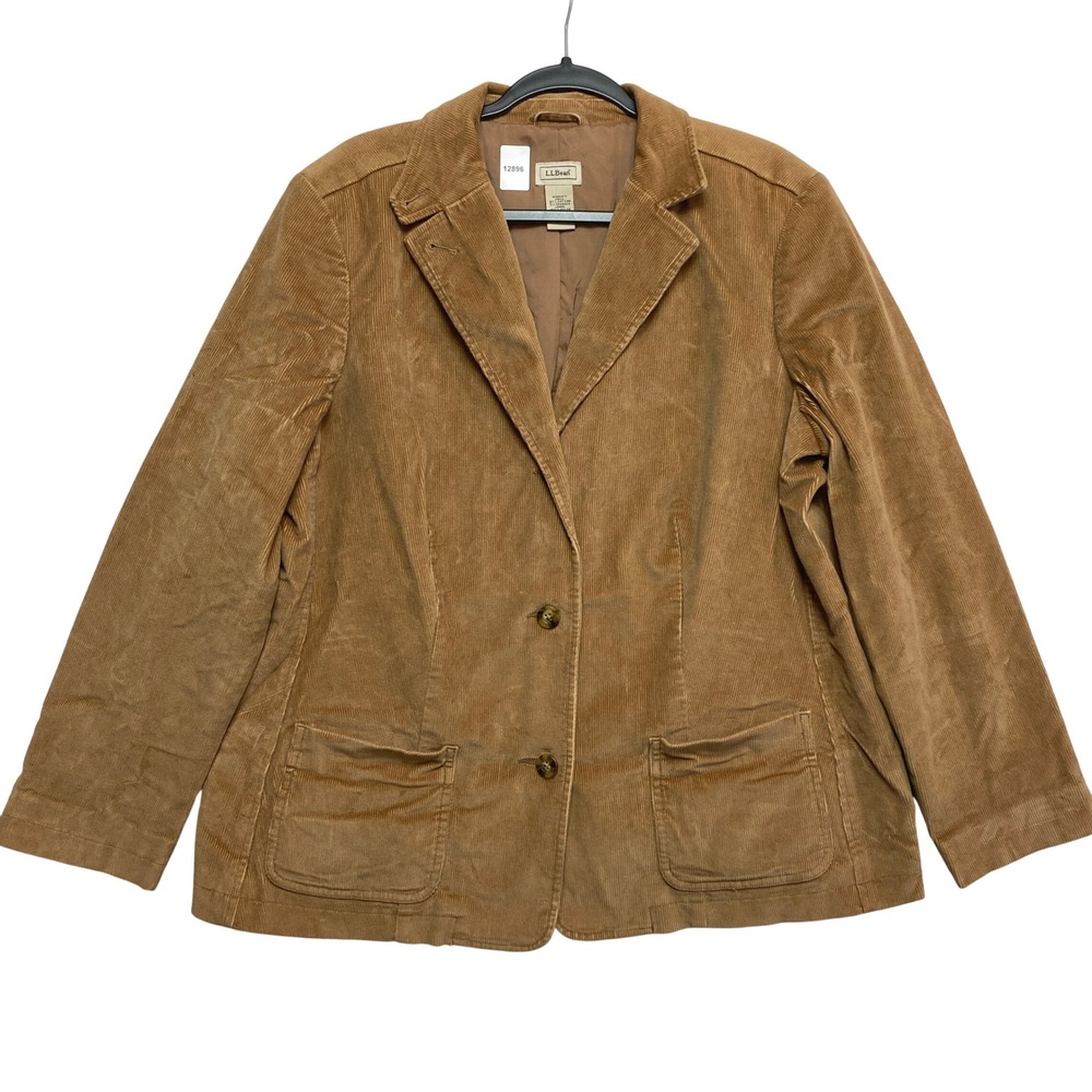 L.L.Bean Blazer Womens 18W Tan Classic Corduroy Button-down 0 GMF5 Fall